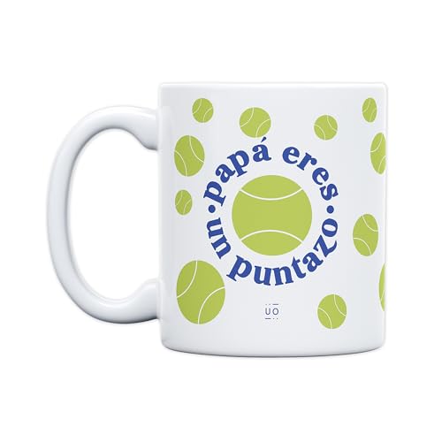 UO Taza con mensaje Papá, eres un puntazo. Taza para Desayuno. Regalo Lleno de Amor para Papá. Detalle Original para El día del Padre. Capacidad 350 ml, Cerámica.