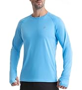 Roadbox Men's Long Sleeve Running Shirts: UPF 50+ Quick-Dry Breathable Pinhole Athletic Workout S...