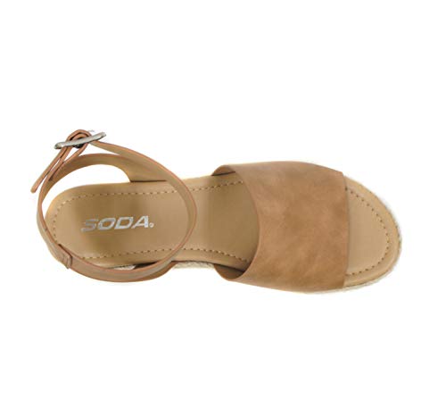 Image of Soda Topic Open Toe Buckle Ankle Strap Espadrilles Flatform Wedge Casual Sandal