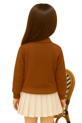 Image of JC JUMMY COUTURE Kids Long Sleeve Polo Shirt, Classic Collared Style, Available in White, Black and Brown, Cotton Blend, School Uniform