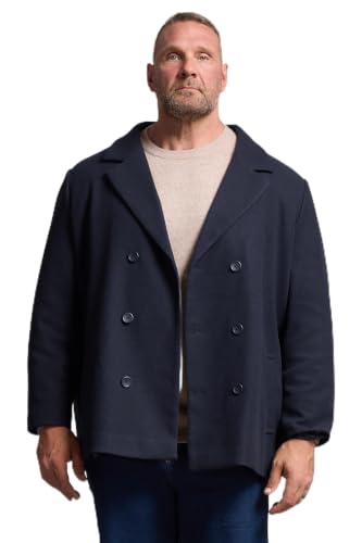 Image of BadRhino Big & Tall Navy Blue Double Breasted Pea Coat - Men's - Plus Size Curve