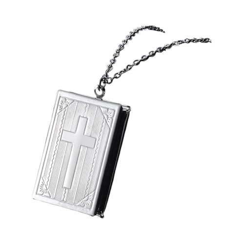 PHAMTHOMST New 2026 Unisex 1Pc Fashion Carved Vintage Style Imitation Book Locket Necklace Secret Hiding Place Photo Photos Box Decoration Jewelry Luxury Trendy Best For Gift Women And Men