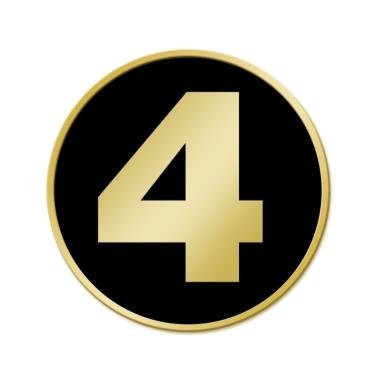 Number 4 Pins - Gold Number Four Numerical Lapel Pin 1 Pack