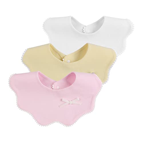 Bamery Baby Bandana Bibs Cotton Drool Bibs for Drooling and Teething Absorbent for Boy Girl (White+Pink+Yellow)