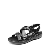 DREAM PAIRS Women's Arch Support Sandals Comfortable Open Toe Dress Flats Walking Sandals For Summer,Size 11,All Black,DWUMFS2516