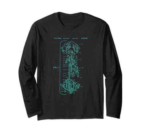 Mechanical Keyboard Patent Drawing Graphic Design Art Long Sleeve T-Shirt