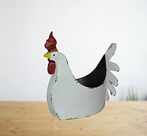 Zeckos-Rustic-White-Finish-Metal-Rooster-Planter-IndoorOutdoor-Decorative-Flower-Pot-for-Home-and-Garden-155-Inches-Long-Farmhouse-Style-Accent-Piece Zeckos Rustic White Finish Metal Rooster Planter IndoorOutdoor Decorative Flower Pot for Home and Garden 155 Inches Long Farmhouse Style Accent Piece