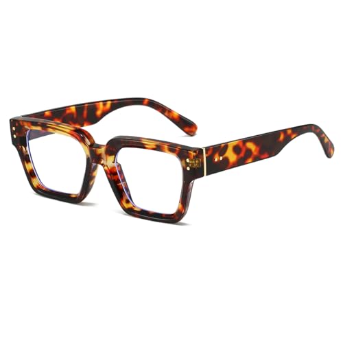 NIDOVIX Square Thick Frame Glasses for Women Men Classic Black Rectangle Vintage Non-Prescription Eyeglasses (Tortoise)