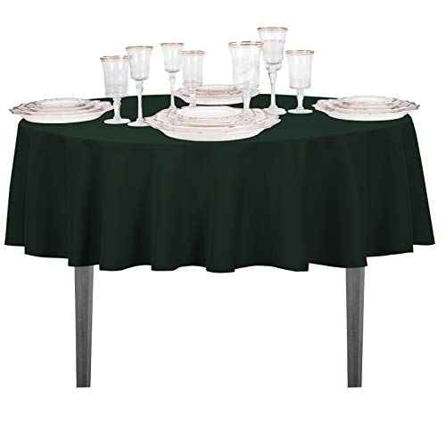 Linentablecloth 70-Inch Round Polyester Tablecloth Hunter Green #TOP4