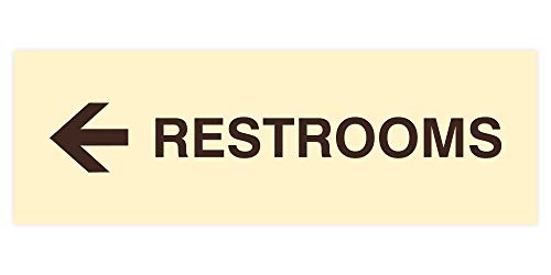 Signs ByLITA Basic Restrooms Left Arrow Directional Wall or Door Sign (Ivory/Dark Brown) - Large (1 Pack)