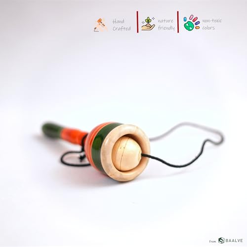 Image of Cup & Ball Wooden Toy for Kids & Adults Ages 5+ Boosts Hand-Eye Coordination, Balance & Reflexes Eco-Friendly Channapatna Wooden Classic Outdoor & Indoor Cup and Ball Game |