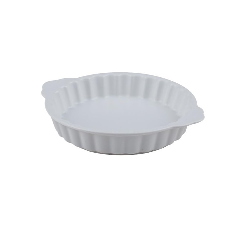 Naczynie do pieczenia 360 ml Podwójny kielich kreatywny okrągły ceramiczny talerz do pieczenia i steków Talerz podwójny Zapiekanka(Biały)
