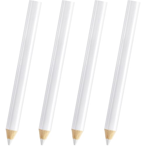 HINZIC 4 Pcs Sewing Pencil for Fabric, White Tailor Marker Pencils, Erasable Fabric Chalk Pencil, Marking and Tracing Tool for Quilting Dressmaker Craft
