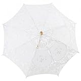 JADPES Valentine's Day Carnival Mini Lace Umbrella, 12' Wedding Bridal Parasol Umbrella for Girl Party Decor Dancing Photography Prop, 1920s Costume Decoration(Beige)