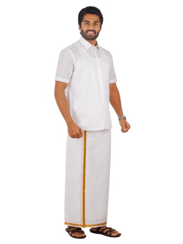 Image of RAMRAJ COTTON Men White Solid Half Sleeve Cotton Shirt