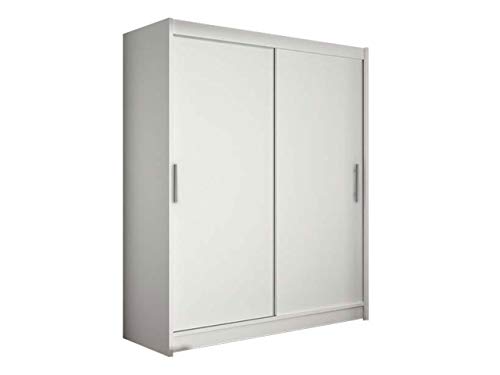 Preisvergleich Produktbild Schwebetürenschrank Westa I Kleiderschrank, Modernes Schlafzimmerschrank, Schiebetürenschrank, Garderobe, Schlafzimmer (Weiß)