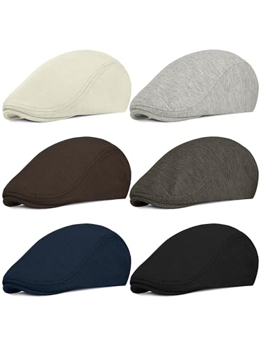 KUTTOR 6 Pieces Men's Newsboy Caps Gatsby Cabbie Driving Hunting Cap Newsboy Flat Cap Irish Hats Ivy Hat