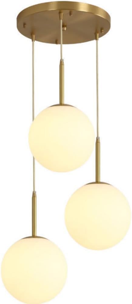 Image of Wall Lamp Chandelier Pendant Light, Home Decor for Bedroom, Living Room, Hallway, Cafe, Hotel, Restaurant (Milky Ball Hanging LAMP Set with LED Bulb Pack of 1)