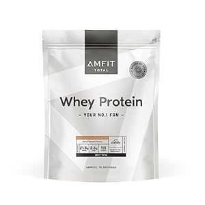 Amazon Brand – Amfit Nutrition Whey Protein Powder, Salted Caramel Flavour, 75 Servings, 2.27 kg (Pack of 1)