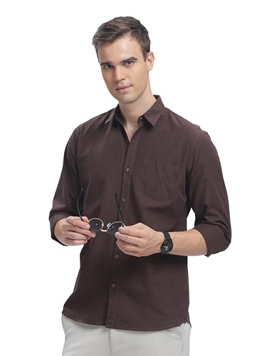 Image of Men's Cotton Linen Solid Shirt | Slim Fit Full Sleeve Casual Shirt | Lightweight | Breaethable | Stylish