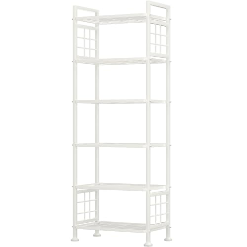 GIOTORENT 6-Wire Garage Shelving Storage Shelves, Metal Shelving Unit Pantry Rack, Kitchen Storage Adjustable Shelf 900Lbs Capacity for Laundry Kitchen Bathroom Organizer(White)