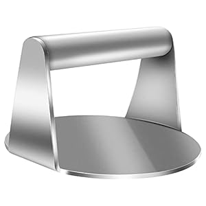 Koicarpe Burger Press – 5.5″ Stainless Steel Burger Smasher Tool – Smooth & Non-Stick Surface – Round Utensil for Grilling Meat Patty, Steak, Hot Dog, Grill Flattener for Steaks, Panini, Sandwich