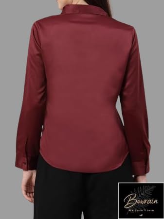 Image of Bowrain Women's Full Sleeves Satin Shirt