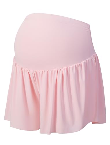 Short de grossesse avec poches bandeau de maintien ventre pour entraînement et course rose L