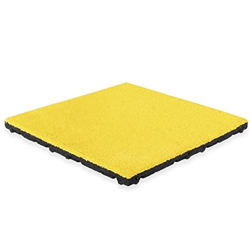 Vivol EPDM Tapis de protection anti-chute 45 mm 50 x 50 cm – HIC 1,5 m – TÜV, Reach et classe de protection incendie CFL-S1 (jaune)