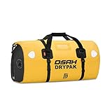 IRON JIA'S Sac Etanche Moto, Grande Capacité Sac Duffel Durable Sacoches Cavalières Moto, Sac de Voyage Imperméable pour Bateau Canoeing Pêche Camping Piscine Rafting Snowboard - Jaune | 60L