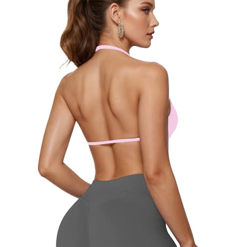 Bralette deportivo para mujer JANPRiNT JN tipo top halter sin costuras para fitness y yoga