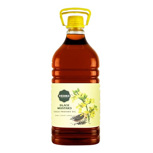 Image of Vediko Organic Black Mustard Oil 5L | Kolhu /Kacchi Ghani /Chekku | Raw Virgin Edible Cold Pressed Chekku Sarson Oil for Cooking | Good for Health & Digestion | Goodness of Omega 3 & 8