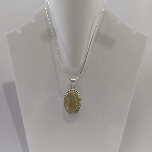 925 Sterling Silver Natural Oval Jasper Gemstone Pendant With 20Inch Chain4
