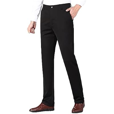 بنطلون كتان للرجال Classic Fit Slim Fit بدلة عمل رسمية بنطلون مطاطي مطاطي مستقيم بنطلون عمل غير رسمي