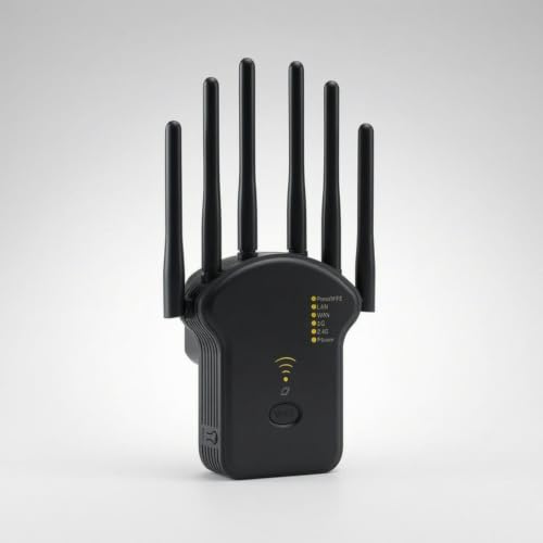 Image of External Antennas 6-Antenna Wi-Fi Extender WPS Button Wall-Plug Wi-Fi Extender Compact Range Extender Rounded Body, Black, Us 300M