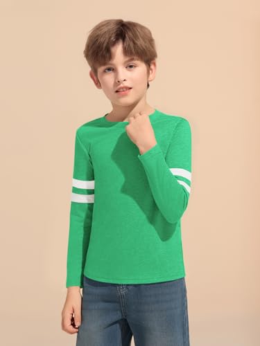 Image of Haloumoning Boys Long Sleeve Shirts Kids Crewneck T Shirts Casual Striped Tops Tees 5-14 Years