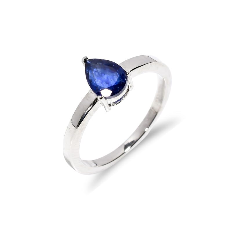 Bague saphir bleu naturel en argent 925, cadeau de créateur idéal