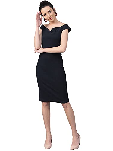 Image of Shasmi Women's Comfortable Mustard Sweetheart Neck Sleeveless Solid Midi Bodycon Casual Western Stylish Dress for Womens