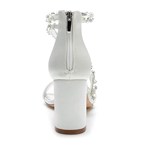 Hyinlays Women's Crystal Block Heels Wedding Shoes for Bride High Heel Formal Party Pumps Shoes for Prom Party2