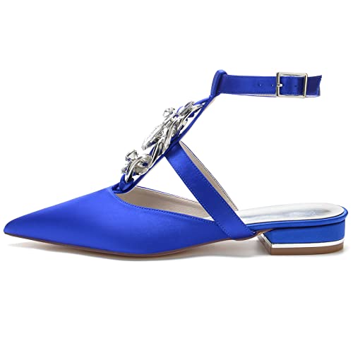 Wedding Bridal Shoes Women's Slingback Flats Pointed Toe Bridal Dress Flats Shoes 2.5Cm4