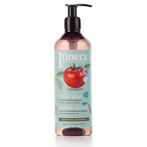 Image of ITINERA Regenerating Liquid Soap with Sorrento tomato peel (12.51 fl oz) - with Aloe vera and Glycerine - Vegan Friendly - 95% Natural Origin Ingredients