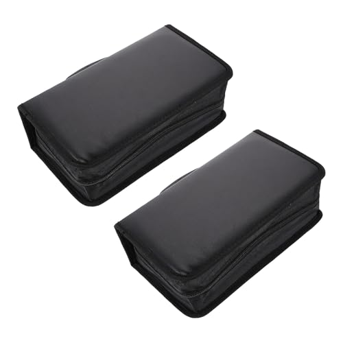 YARNOW Estuche para Guardar Cds y DVDs de 128 Unidades, Bolsa Porta CD de PU Negro, Cremallera, Portátil y Resistente para Almacenamiento Doméstico y Viajes
