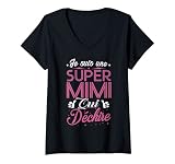 Femme Super Mimi qui D�chire Fete des Grands-Meres Mimi T-Shirt avec Col en V