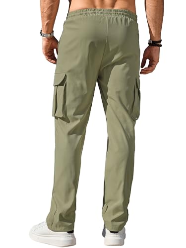 Image of Comdecevis Men's Casual Cargo Pants Workout Joggers Stretch Sweatpants Hiking Drawstring Tactical Pants with Multi Pockets
