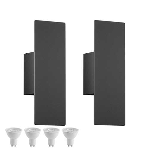 Image of Tipace Hardwired Black Wall Sconces,3000K Modern Wall Lights Led Indoor Wall Wall Mount Light for Bedroom,Living Room, Hallway,GU10 Bulbs Included,2 Pack