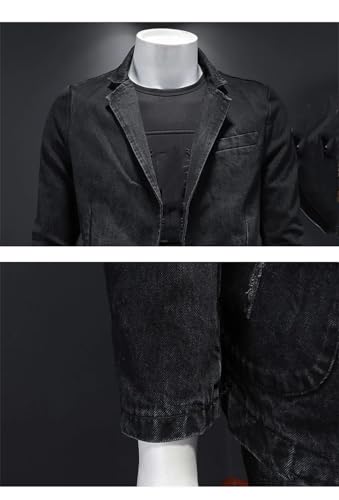 REHJJDFD Men Blazer Jeans Slim Fit Cowboy Coats Casual Mens Suit Jean Jacket Men Casual Coat Single Button Denim Blazer3
