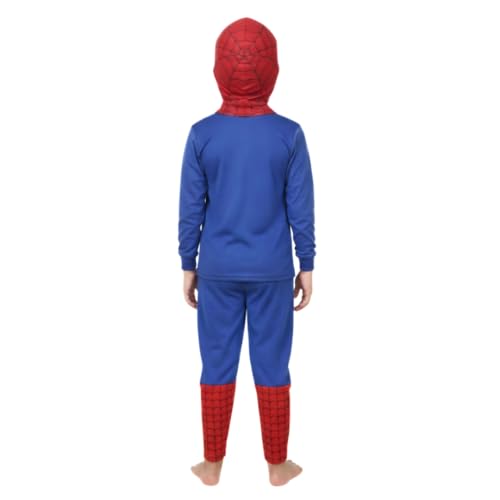 Image of ITSMYCOSTUME Superhero Costume for Kids Boys Girls | 3-Piece Fancy Dress Set with Mask | Full Sleeve T-Shirt & Track Pants | Birthday School Party Cosplay | Polyester Stretch Fit | 2-8 Years