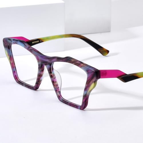 Image of HEPIDEM Gradient Multicolor Acetate Glasses Frame Women Big Oversize Eyeglasses 2023 New Spectacles Eyewear