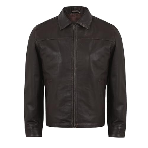 Image of Isaac & David Chicago Men's New Black /Brown Lambskin Leather Classic Open Bottom Jacket Motorcycle Vintage Racing Jacket