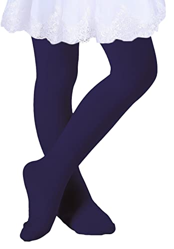 DIPUG Girls Navy Blue Tights Toddler Dance Footed Kids Ballet School Uniform Opaque Stockings 3t 4t 5t